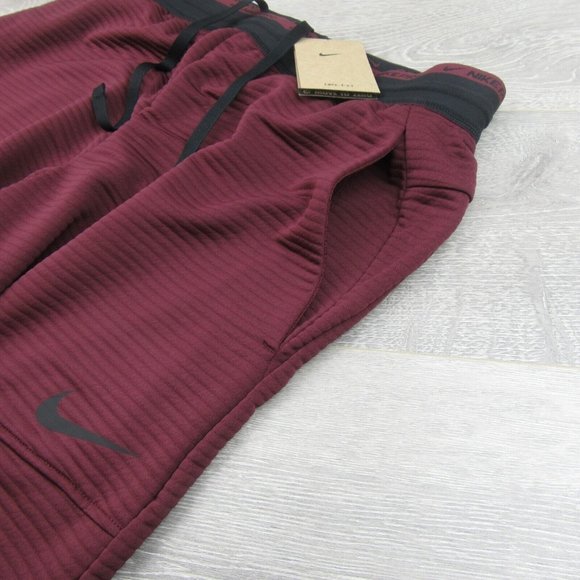 Nike Pro Dri-FIT Fleece Fitness Pants Men's Size Medium Maroon Black NEW - Picture 5 of 13